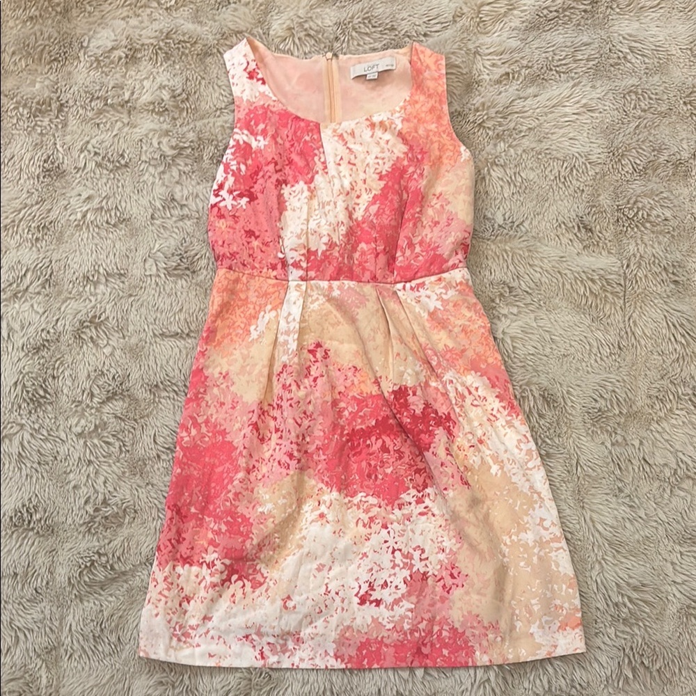 Loft Pink and Cream Sleeveless Dress
